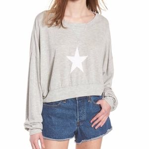 Wildfox All Star Nella Cropped Pullover Sweatshirt